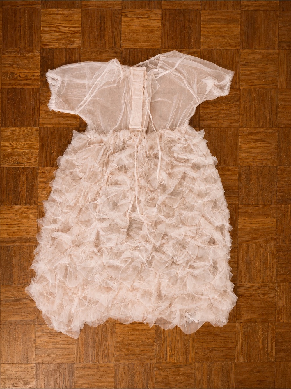 Sheer Ruffle Layered Mini Dress in Blush Pink - Picture 3 of 5